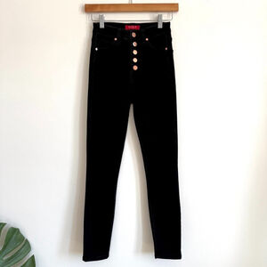 GUESS High Rise Button Fly Skinny Jeans Black Denim Women's Size 24